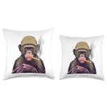 Cigar Monkey Throw Pillow for Mancaves