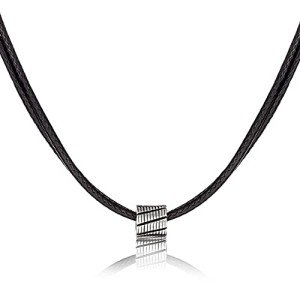 Men's Leather Choker Necklace with Steel Bead