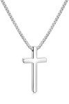 Men's Silver Cross Necklace with Box Chain