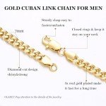 18K Gold Plated Cuban Link Chain Necklace for Men