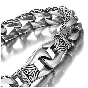 Men's Stainless Steel Link Bracelet - Silver & Black