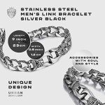 Men's Stainless Steel Link Bracelet - Silver & Black