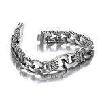 Men's Stainless Steel Link Bracelet - Silver & Black