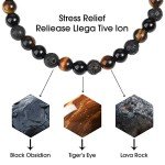 Men's Beaded Bracelet Set - Tiger Eye & Obsidian
