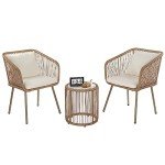 White 3-Piece Outdoor Rattan Bistro Set