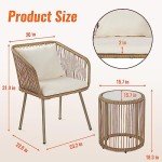 White 3-Piece Outdoor Rattan Bistro Set