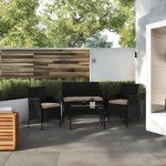 Outdoor Rattan Sofa Set with Cushions and Table