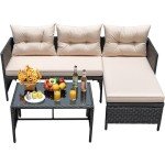 Devoko L-Shaped Outdoor Sectional Sofa Set