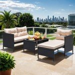 Devoko L-Shaped Outdoor Sectional Sofa Set