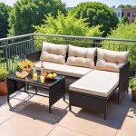 Devoko L-Shaped Outdoor Sectional Sofa Set