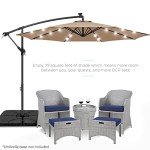 10ft Solar LED Patio Umbrella with Tilt - Tan