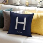 Navy Blue Monogram Pillow Cover for Mancave Decor