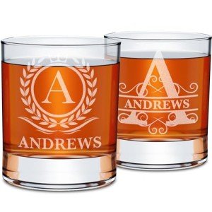 Personalized Whiskey Glass Set for Men - 2 Pack