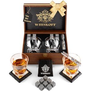Whiskey Glass Set with Chilling Stones & Coasters