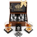 Whiskey Glass Set with Chilling Stones & Coasters