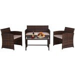 Stylish 4-Piece Rattan Patio Furniture Set