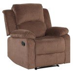 Flax Brown Overstuffed Manual Recliner Chair