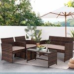 Stylish 4-Piece Rattan Patio Furniture Set