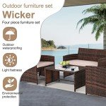 Stylish 4-Piece Rattan Patio Furniture Set
