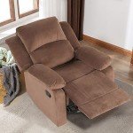 Flax Brown Overstuffed Manual Recliner Chair