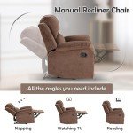 Flax Brown Overstuffed Manual Recliner Chair