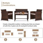 Stylish 4-Piece Rattan Patio Furniture Set