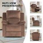 Flax Brown Overstuffed Manual Recliner Chair