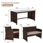 Stylish 4-Piece Rattan Patio Furniture Set