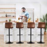 Adjustable Brown Bar Stools Set of 4