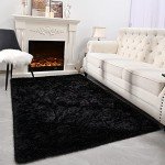 Black Fluffy Area Rugs for Mancave 4x5.9 Feet