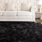 Black Fluffy Area Rugs for Mancave 4x5.9 Feet