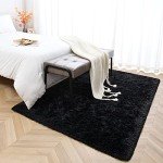 Black Fluffy Area Rugs for Mancave 4x5.9 Feet