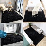 Black Fluffy Area Rugs for Mancave 4x5.9 Feet