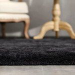 Black Fluffy Area Rugs for Mancave 4x5.9 Feet