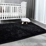 Black Fluffy Area Rugs for Mancave 4x5.9 Feet