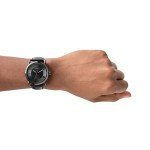 Fossil Men's Black Leather and Steel Watch