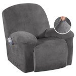 Plush Velvet Recliner Chair Cover - Grey