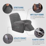 Plush Velvet Recliner Chair Cover - Grey
