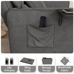 Versatile Dark Grey Sofa Bed Chair with USB Ports