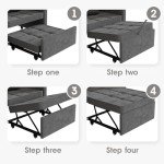 Versatile Dark Grey Sofa Bed Chair with USB Ports