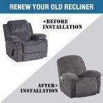 Plush Velvet Recliner Chair Cover - Grey