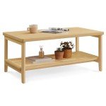 VASAGLE Boho 2-Tier Coffee Table with Storage