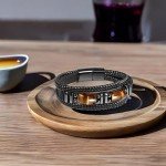 Tiger Eye Black Leather Bracelet for Men