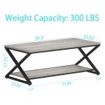 Rustic Grey 2-Tier Coffee Table with Storage