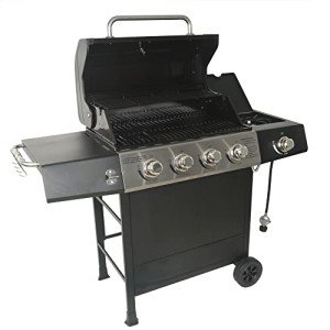 Outdoor BBQ Propane Grill with Side Burner & Wheels