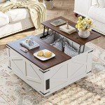 Rustic Lift Top Coffee Table with LED Storage