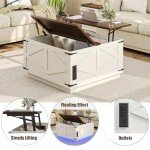 Rustic Lift Top Coffee Table with LED Storage
