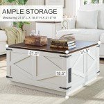 Rustic Lift Top Coffee Table with LED Storage