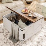 Rustic Lift Top Coffee Table with LED Storage