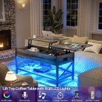 Modern Lift Top Coffee Table with LED Light
